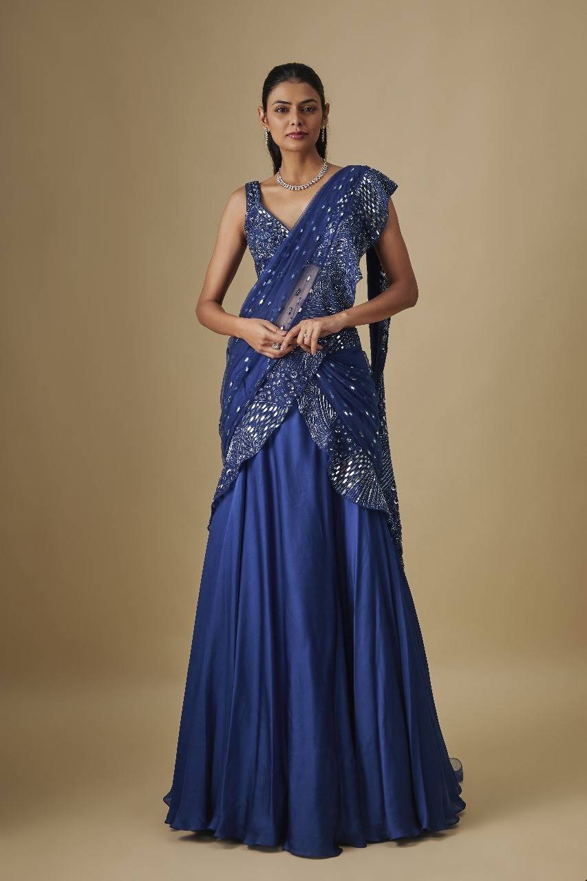 OCEANA DRAPE SAREE SET