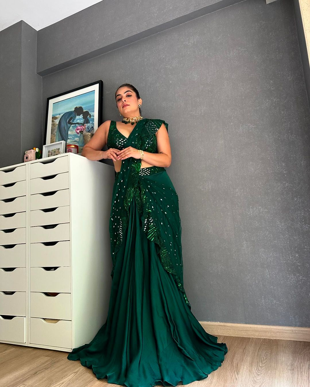Gurleen Gambhir in Wave Pre Draped Saree