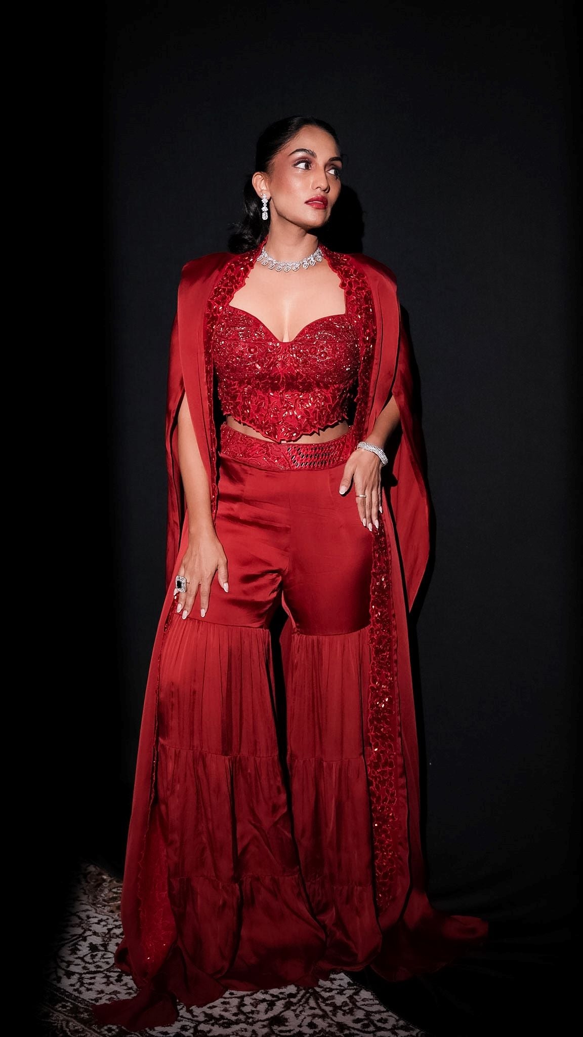 Shrima Rai in Pepper Sharara Set
